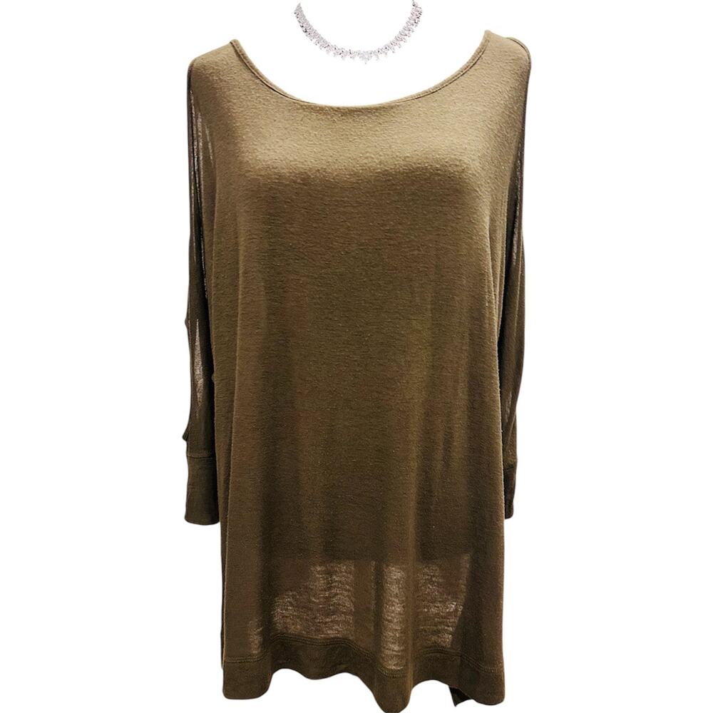 Easel Oversized Cold Shoulder Tunic Small Olive Boho Flowy Lightweight Top